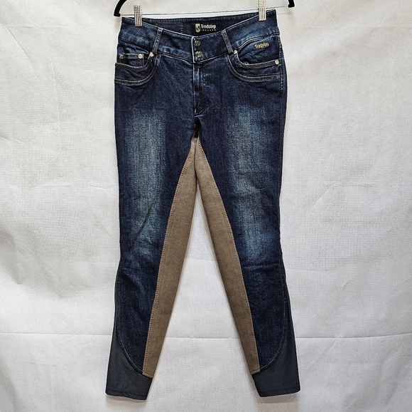 Tredstep Ireland Denim - Tredstep Ireland Equestrian Full Seat Jean Riding Breeches. Blue Brown Sz 28R